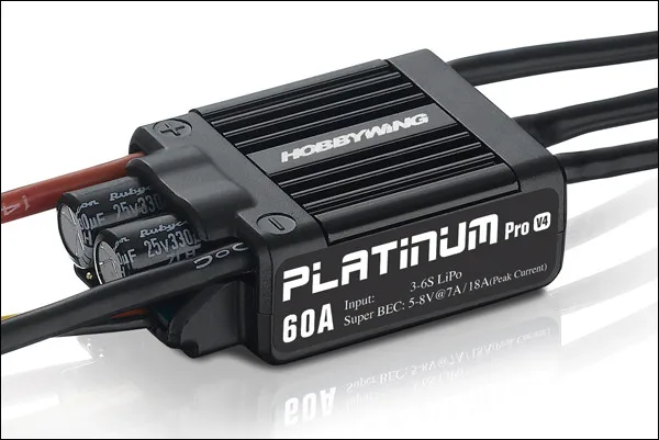 

1pc Original HobbyWing Platinum PRO V4 60A ESC (3S-6S) for 450-480 Class Heli (Propeller: 325-360mm)