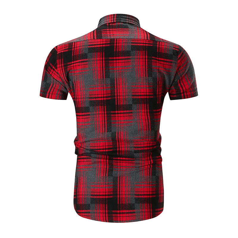 T-bird 2018 Men Dress Shirts Short Sleeve Striped Plaid Shirt Mens Hawaii Casual Brands Summer Slim Tops XXL | Мужская одежда