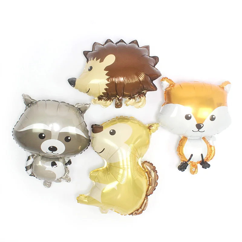 

1pc/lot Animal Foil Balloons Raccoon Hedgehog Fox Birthday Forest Party Decorations helium ballons Squirrel Jungle baby toy