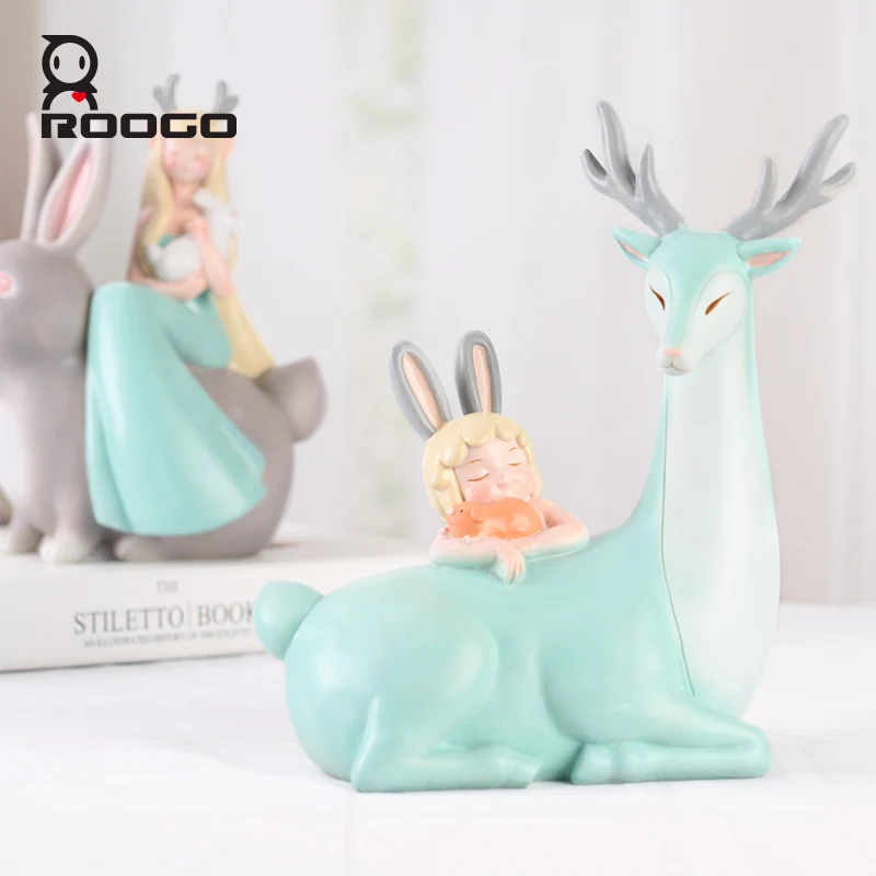 Статуэтки ROOGO из смолы с милыми животными украшение для дома креативный орнамент