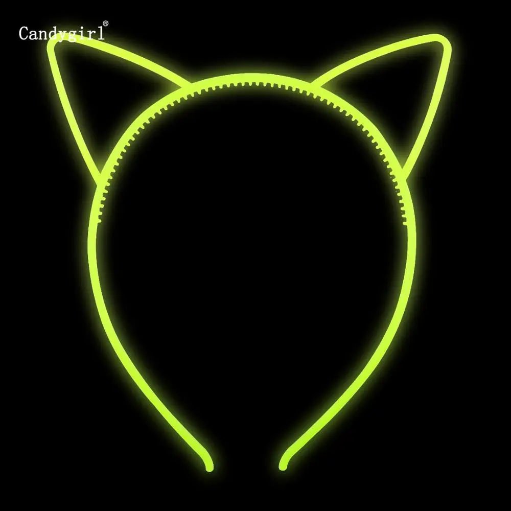Yellow Cat Ears 1 шт. для девочек, детей, женщин, пластиковые светящиеся повязки для волос, светящиеся ободки с кошачьими ушками, аксессуары для волос на Хэллоуин, Пасху, повязка для волос, головной убор - Цвет: Yellow Cat Ears