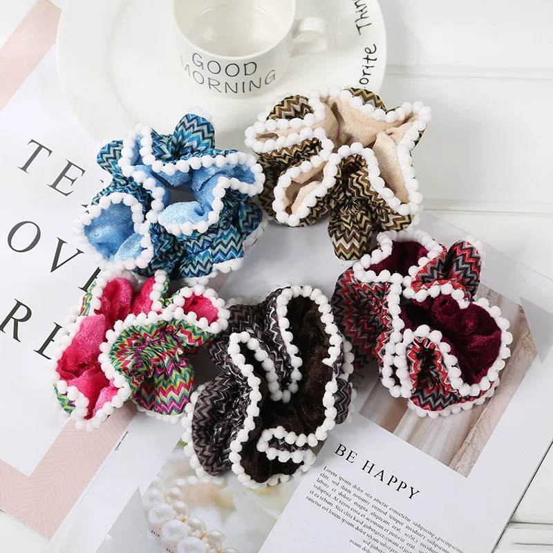 

Новое поступление, модные детские милые резинки для волос с геометрическим принтом, резинки для волос, аксессуары для волос для девочек, дер...