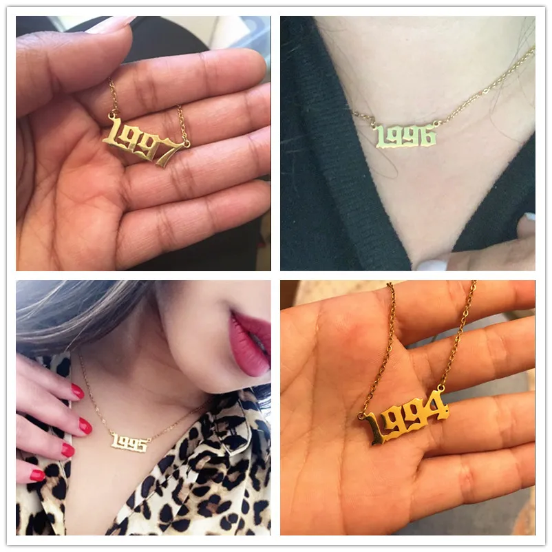 Handmade Old English Number Necklaces Custom Birth Year Necklace Special 1980-2019 Have Enough Stocks | Украшения и аксессуары