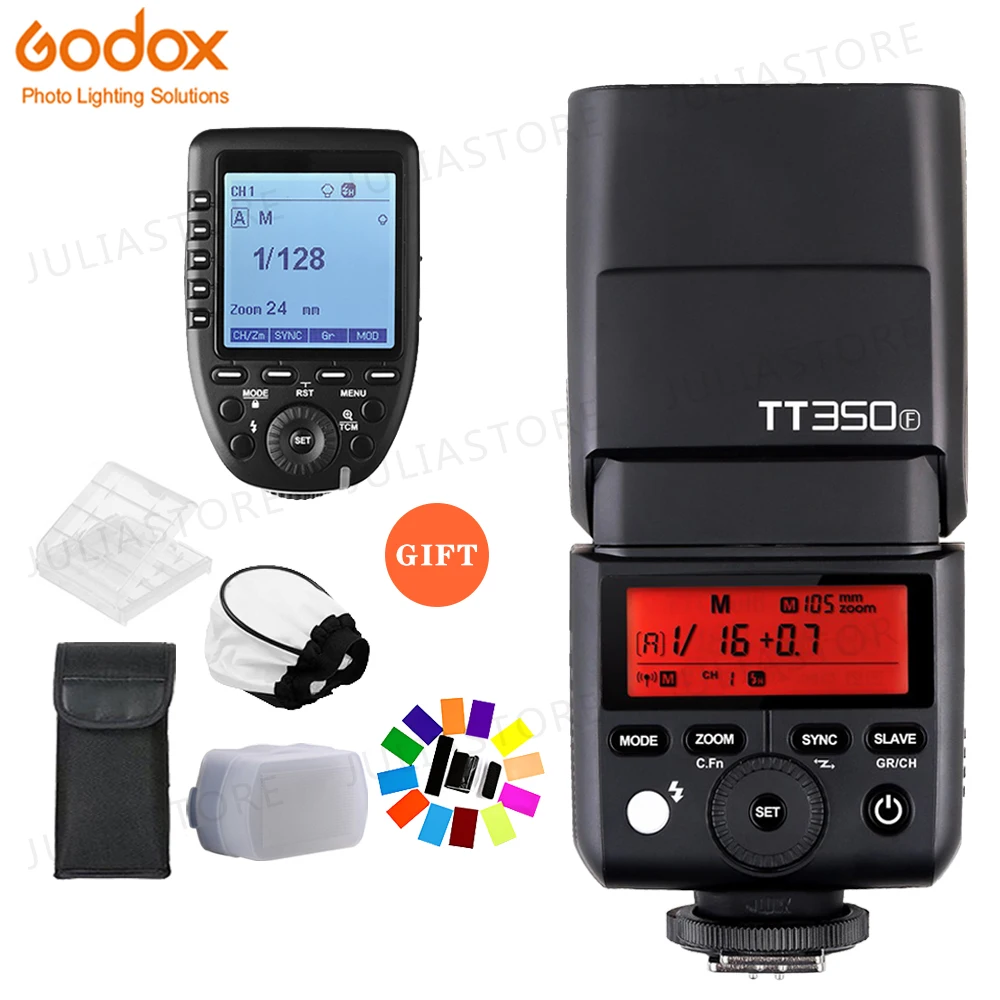 Фото GODOX Mini TT350F Speedlite TTL HSS 2 4 ГГц 1/8000 s GN36 Flash карманные фонари TT350 + Xpro F триггер для Fuji film