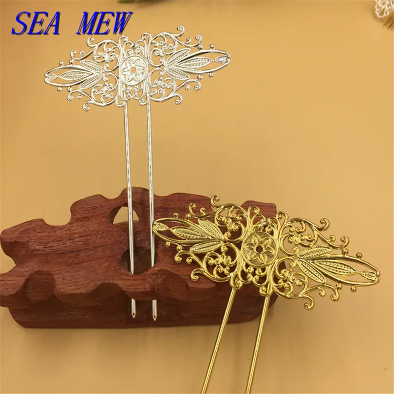 SEA MEW 5 шт. 87*35 мм медный лист заколки для волос цветок основа женщин DIY ювелирных