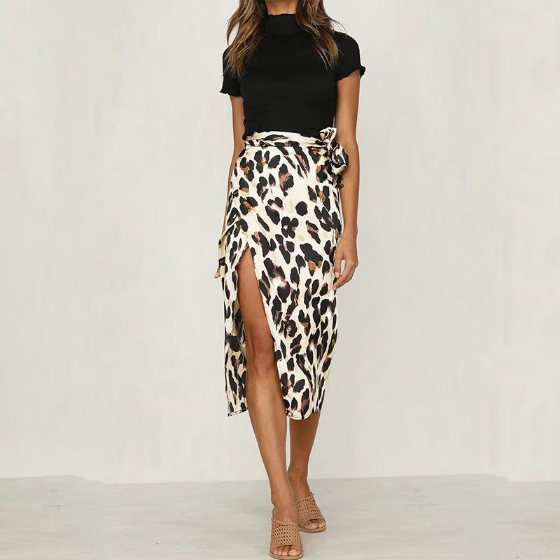Newest Women Chiffon Leopard Print Maxi Skirt Ladies High Waisted Summer Long Skirts Fashion Leopard skirts womens