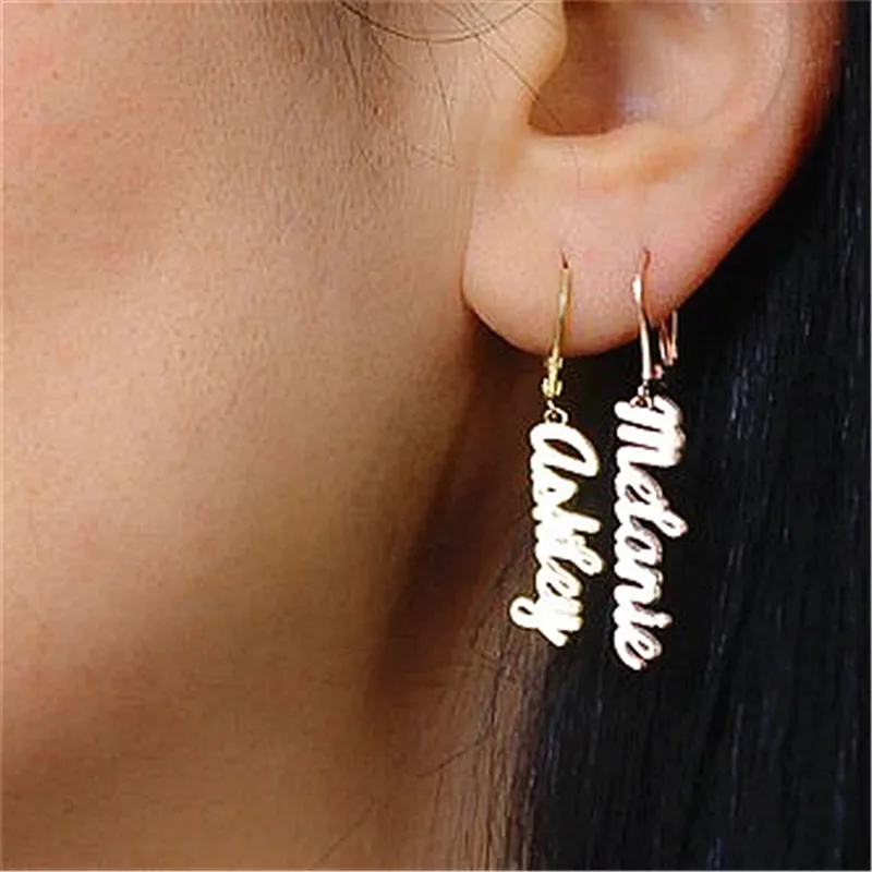 Висячие серьги Sideway для женщин и мужчин односторонние цвета розового золота