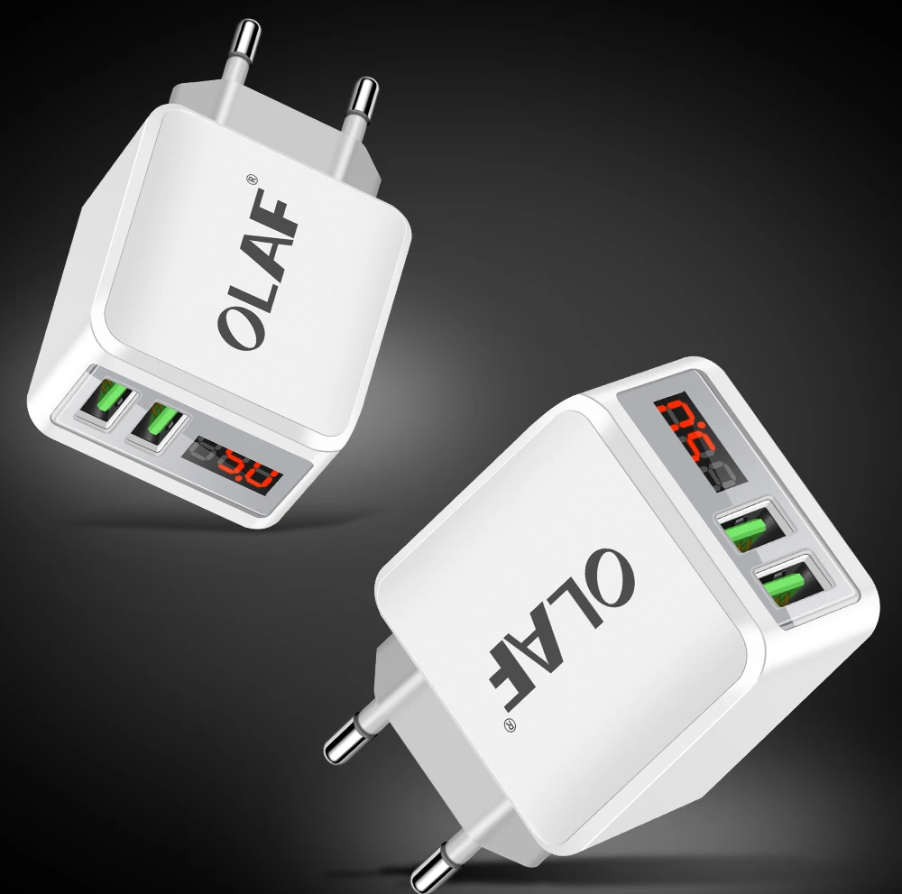 Olaf 2 порта USB зарядное устройство для Samsung Xiaomi Huawei светодиодный дисплей умные