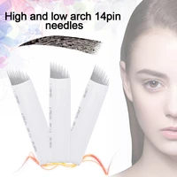 microblading needles high low arc 14pin 50pcs eyebrow permanent makeup 3d embroidery blades for tattoo manual pen pigment supply
