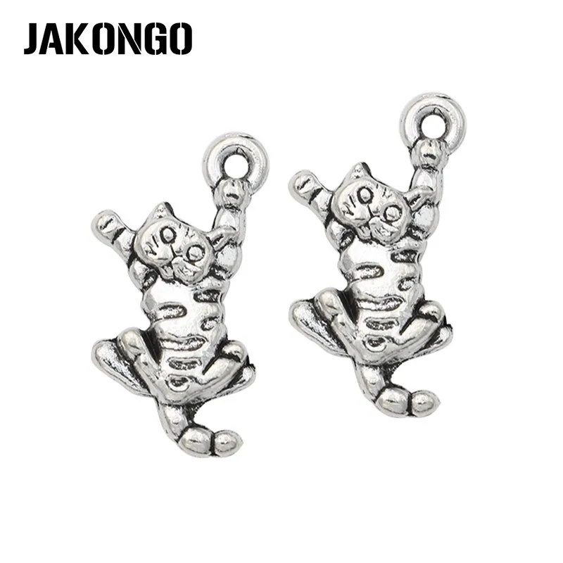 JAKONGO античные посеребренные Животные Подвески в виде кошек для | Шармы -32242092216