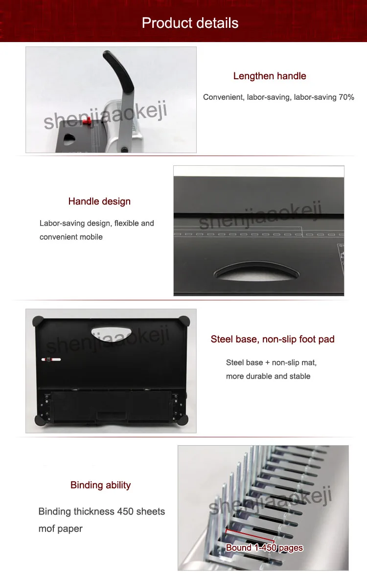 Manual Bookbinding machine GD-15 rubber ring clamp binding machine 21 hole punching machine comb contract tender