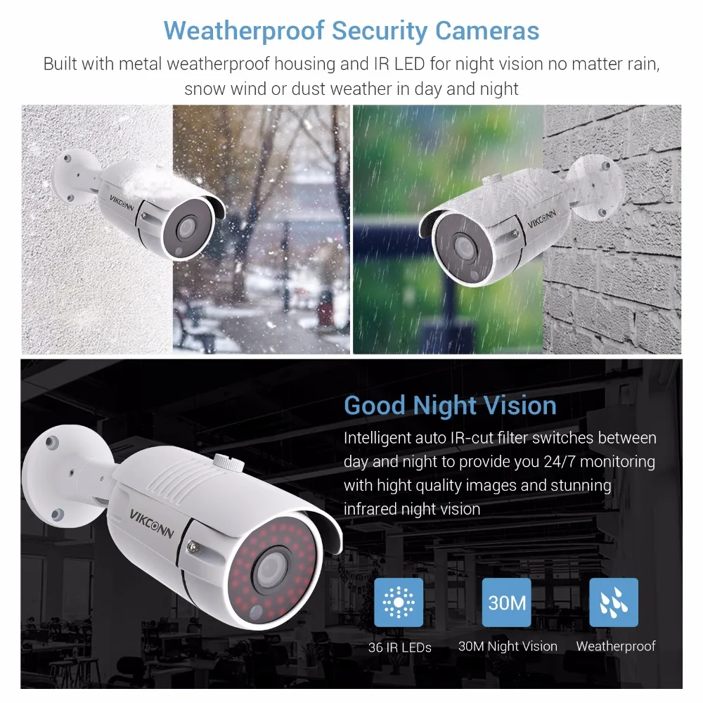 VIKCONN 4CH 1080 P система видеонаблюдения 4 шт. 2.0MP sony IMX322 наблюдения ссtv ИК