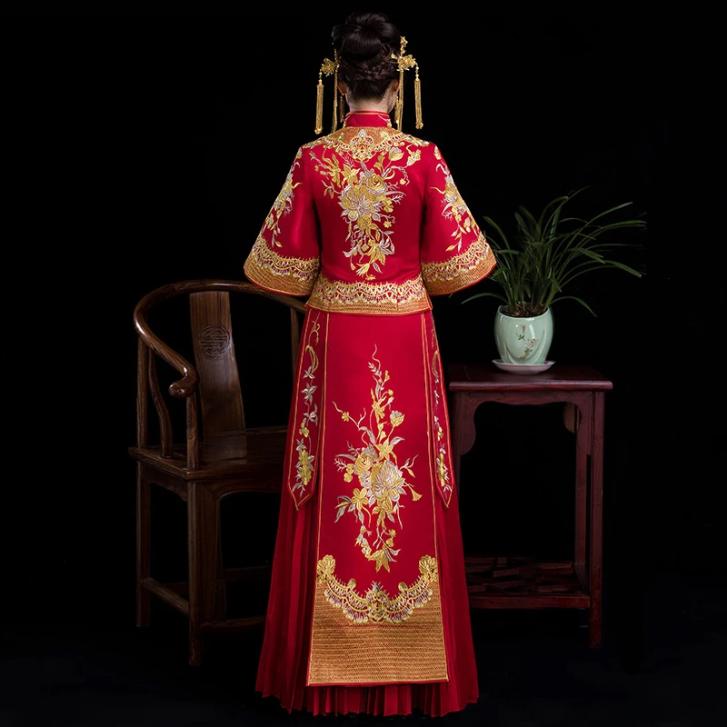 Китайский стиль свадебное платье с вышивкой cheongsam элегантные тостовые костюмы за