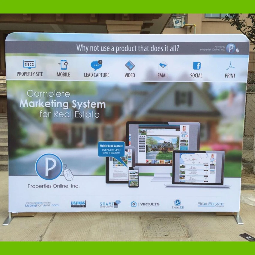 10 футов портативная прямая Натяжная Ткань торговой выставки Выдвижная стенка