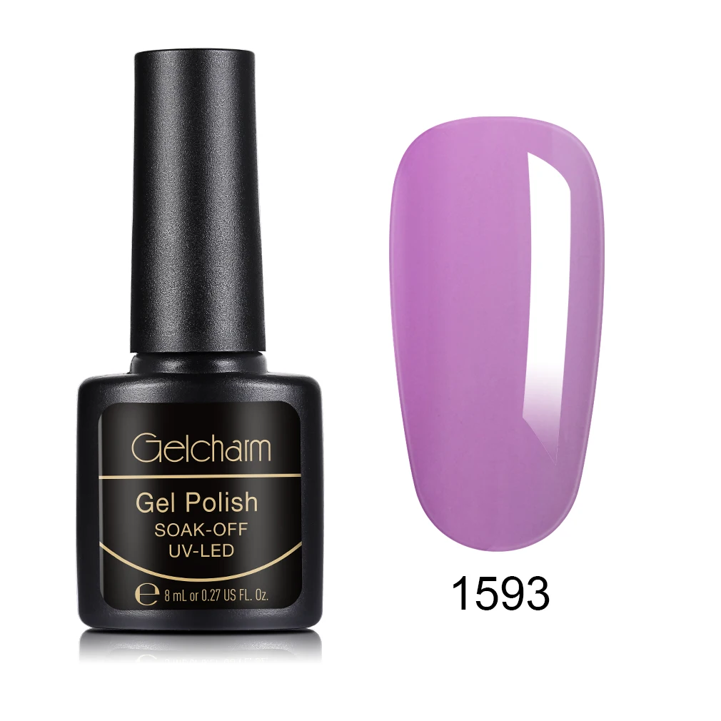 1593 8ml Pure Color Nail Polish Soak Off Semi Perment UV LED Glue Nail Polish Lucky Lacquer Top Base Primer Hybrid Stamping Paint - Цвет: 1593