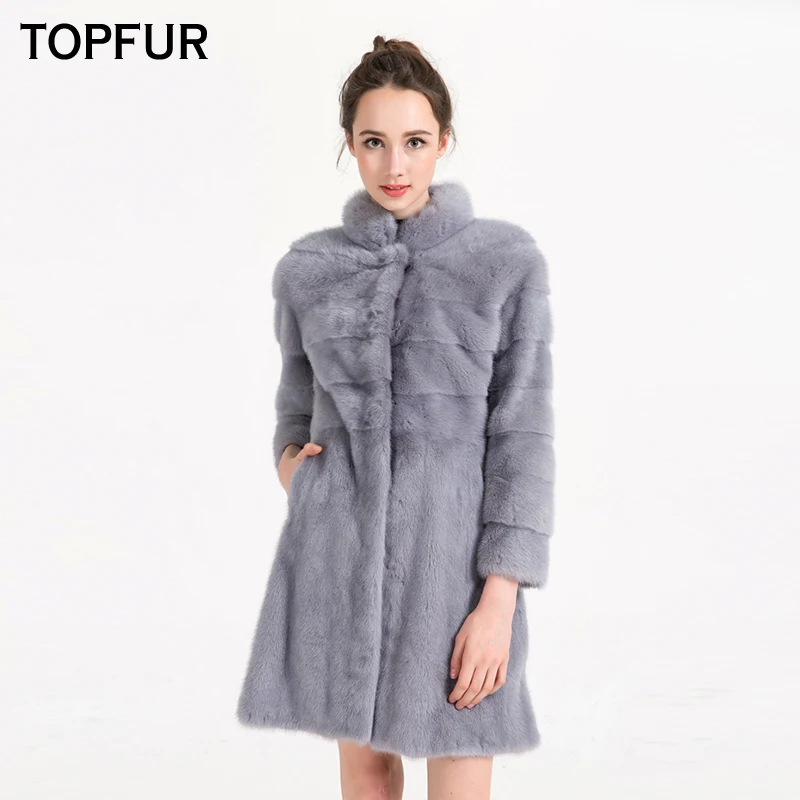 TOPFUR New Fashion Winter Female Basic Jackets Real Mink Fur Coat For Women Natural Mink Fur Black Short Outerwear & Coats