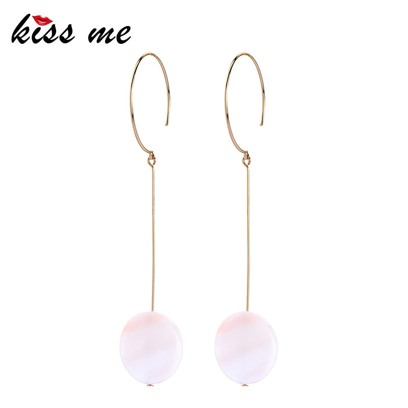 Женские круглые серьги KISS ME длинные обручи с подвеской ювелирные