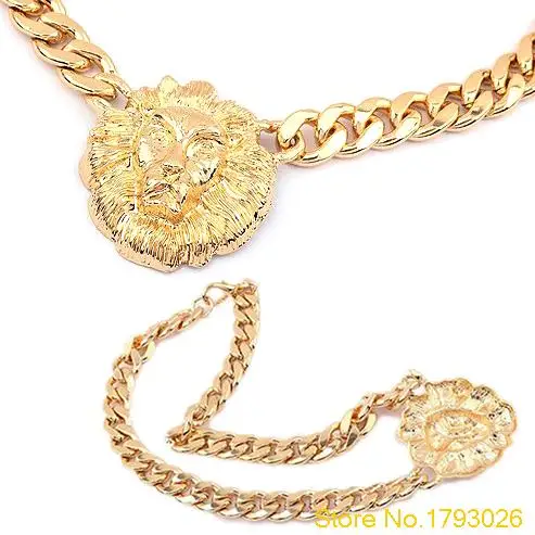 Женская мода Золото Плоским Сеть Choker Львиная Голова Ожерелье для Партии Клуба