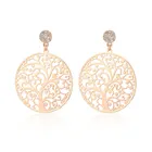 Винтажные висячие серьги с изображением дерева желаний жизни, большие эффектные серьги, полые Кристаллы Стразы, розовое золото, подарок для женщин, новинка 2019