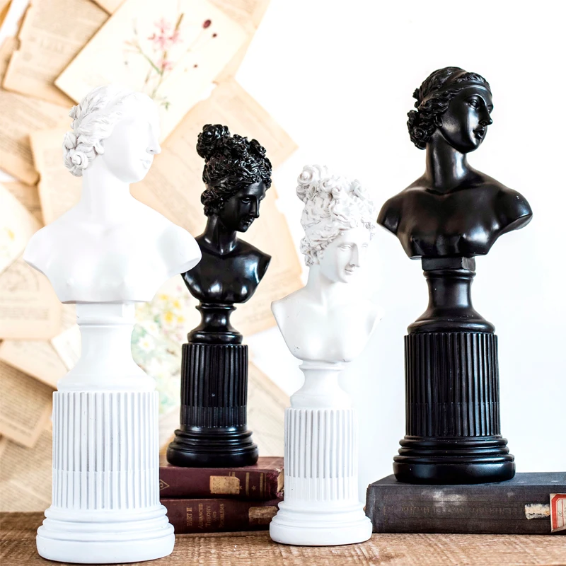 

American Modern Nordic Simple Black-and-white Goddess Half-body Sculpture Decoration