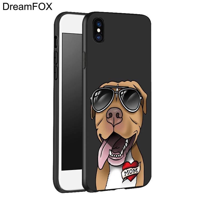 DREAMFOX L076 Pitbull Черный Мягкий ТПУ силиконовый чехол для Apple iPhone 11 Pro XR XS Max X 8 7 6 6S Plus 5 5S 5G