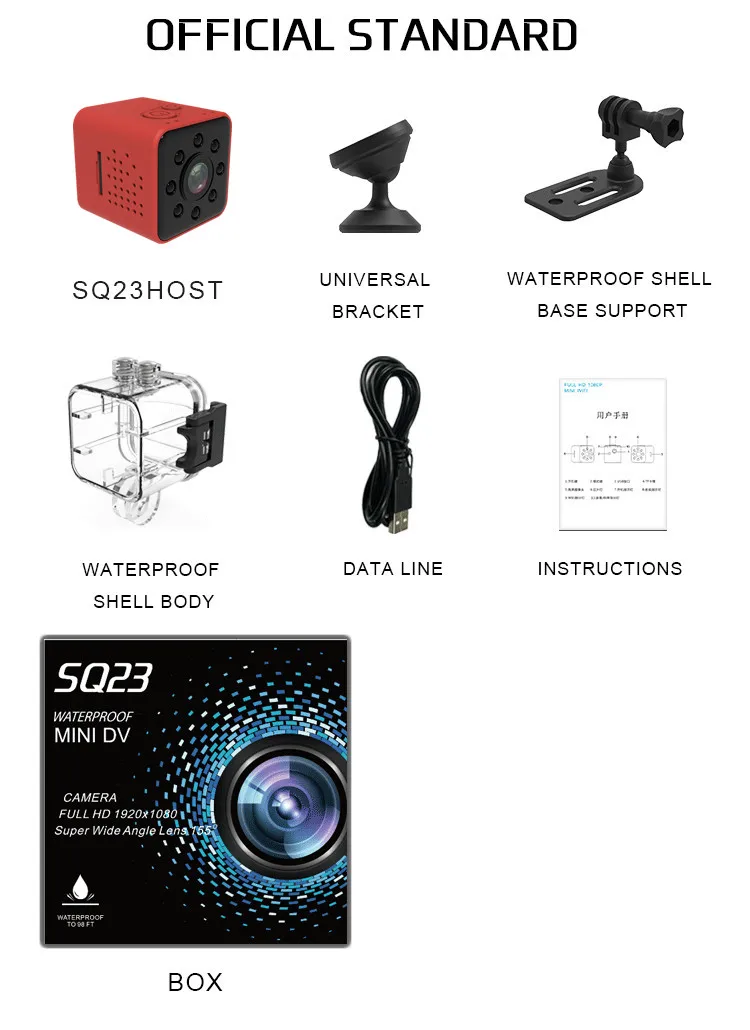 Upgrad версия SQ23 HD wifi маленькая мини камера cam 1080P видео датчик ночного видения Видеокамера микро камера s DVR движения SQ13 SQ11 - Цвет: SQ23 Standard Red