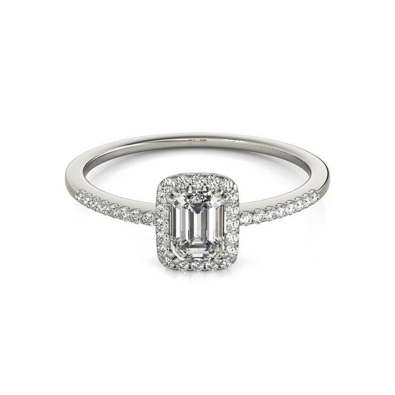 White Gold Color AINUOSHI 925 пробы Серебро Белое золото Желтое золото розовое золото Цвет Emeralded с 1ct обручальное кольцо Для женщин Halo серебряные свадебные кольца - Цвет основного камня: White Gold Color