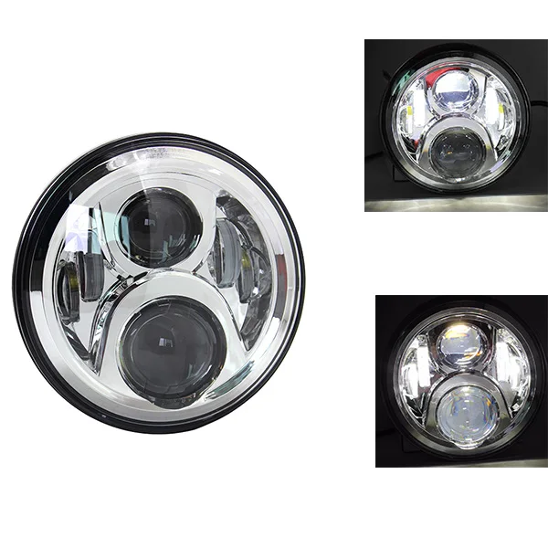 A1 60W chrome Мотоцикл 7 дюймов светодиодный фонарь " светодиодный DRL H4 Halo Кольцо Янтарная Поворотная сигнальная фара для JeepJK TJ Touring Lada 4x4 Yamaha Niva - Цвет: A1 60W chrome