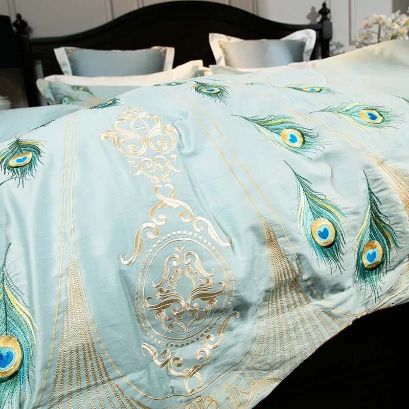 Роскошный Египетский хлопковый Семейный комплект из 4/6/8 шт. вышитый пододеяльник