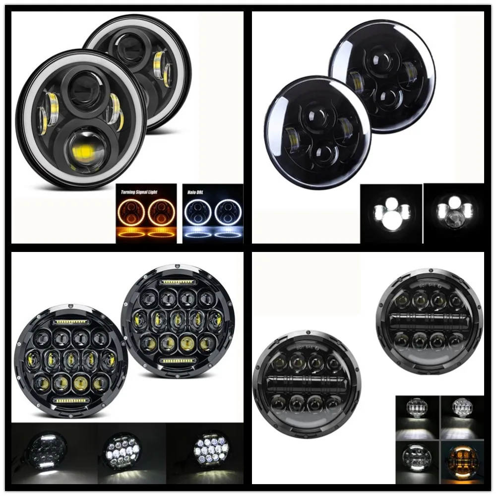 2 шт. автомобильные 7 дюймовые светодиодные фары Halo Angle Eyes DRL налобный фонарь для Jeep Wrangler JK suzuki samurai для Lada 4x4 urban Niva
