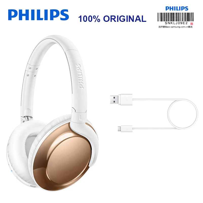 Philips SHB4805 Беспроводной наушники Bluetooth 4,1 с микрофоном складной Адаптивная Шум шумоподавления стерео бас для S8 S9 Note8