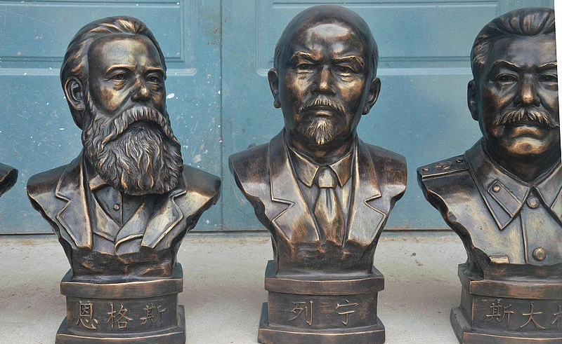 19 &quot4 коммунистические истончики Повелители бронзовая мрамор Энгельс Ленин