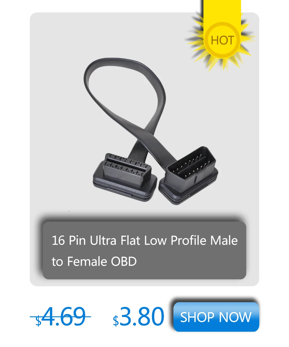 16 Pin ультра плоский низкий профиль мужчин и женщин OBD II 2 удлинитель 30 см/12"