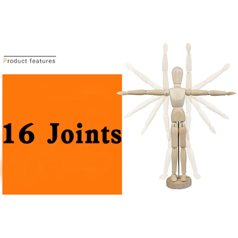1 piece 16 moveable joints wooden man figure toys dolls with standing flexible wood man art draw naked dolls model toy for kid free global shipping