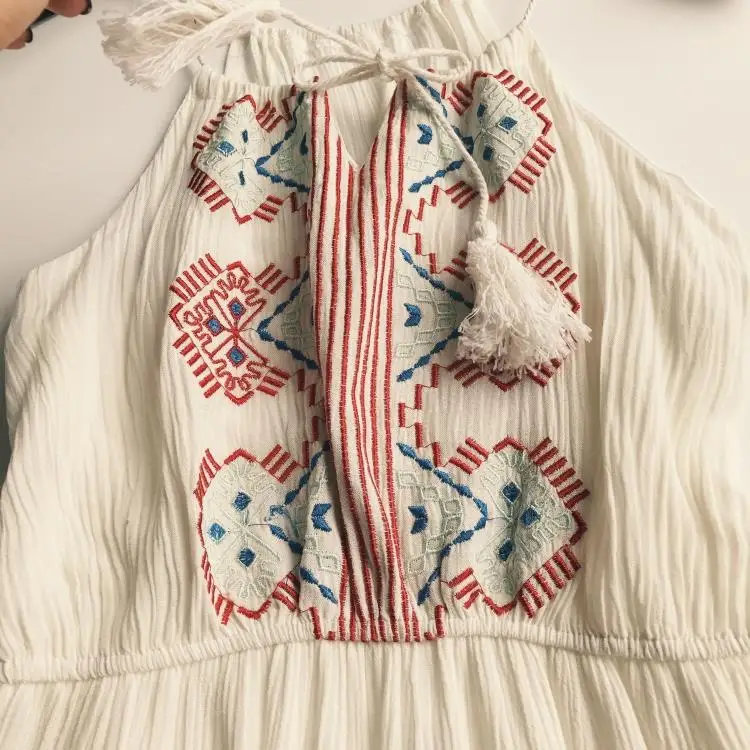 2017 женщин Boho Beach вышивка платье сексуальное без рукавов летние пляжные шорты