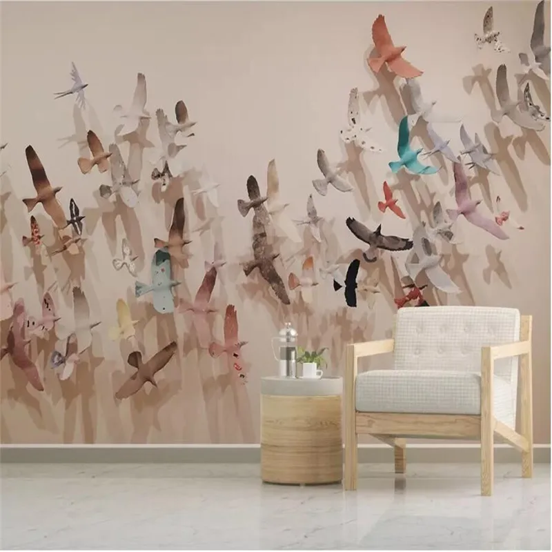 Creative group of flying birds background wall professional custom high-end mural factory wholesale wallpaper photo |