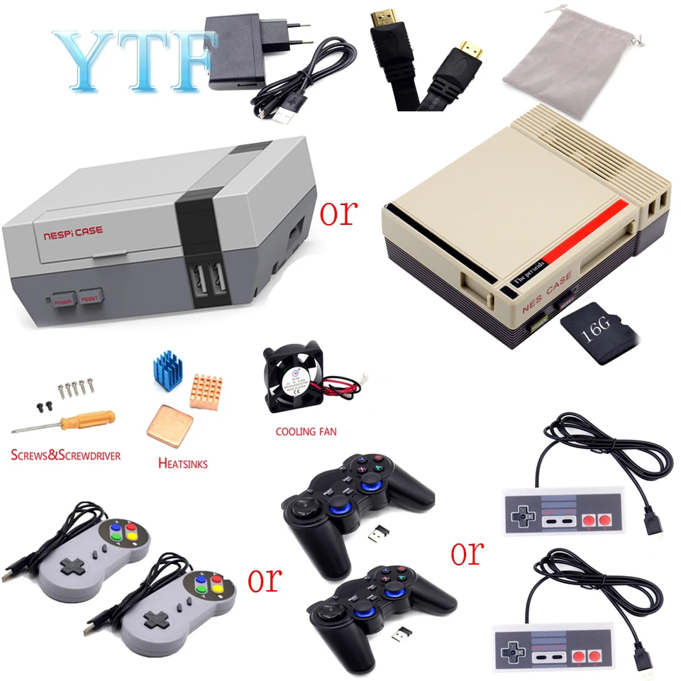 Корпус NESPI NES + карта 16 ГБ вентилятор геймпад 2 шт. адаптер питания ЕС радиатор