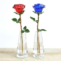 crystal glass rose flower figurines craft wedding valentines day gifts xmas gifts wedding home table decoration ornament