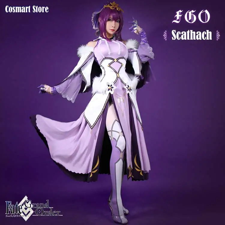 Аниме Fate Grand Order FGO Scathach фиолетовое платье Косплей Костюм Хэллоуин костюм для