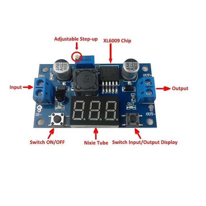 Бустер Glyduino XL6009 4A регулируемый модуль источника питания со светодиодным