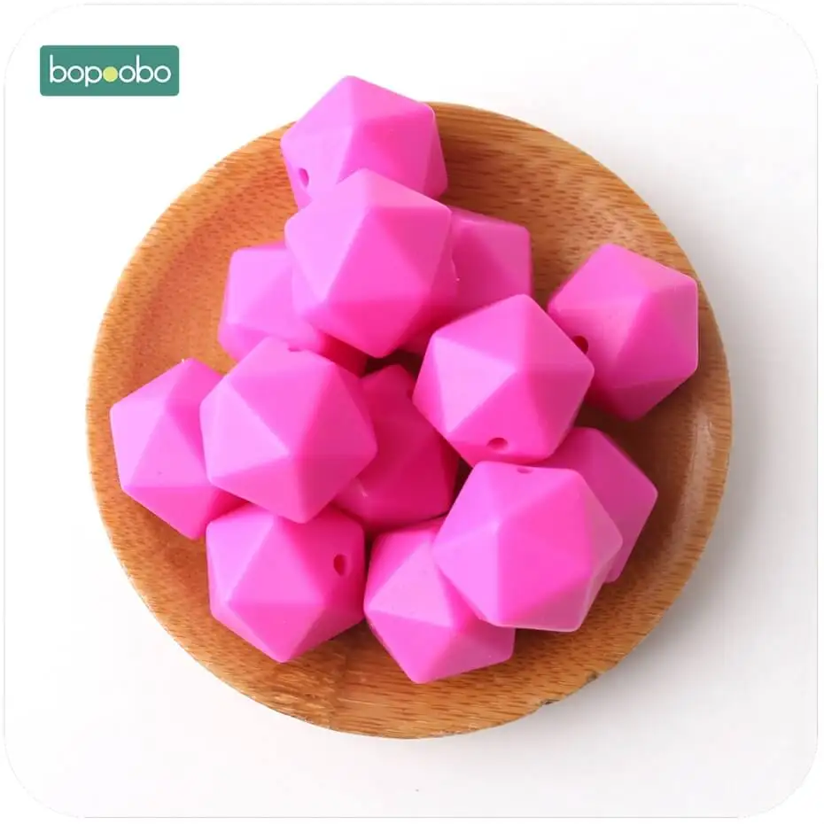 hot pink Bopobo детские Новые силиконовые шестигранные Восьмиугольные бусины 17 мм 10 шт. могут жевать бусины Подарок для душа DIY ремесла сенсорная игрушка для прорезывания зубов детский Прорезыватель - Цвет: hot pink