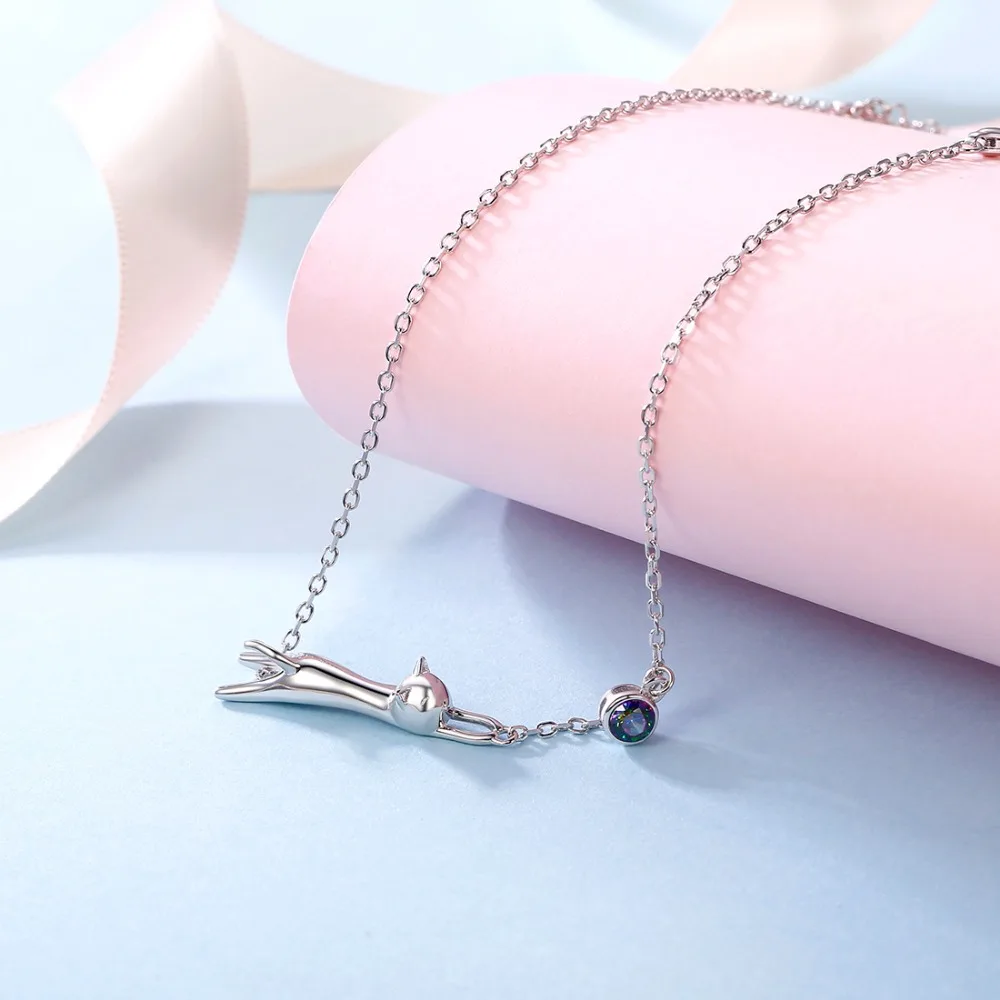 SILVERCUTE ножной браслет с котом для женщин подлинное серебро 925 пробы летние