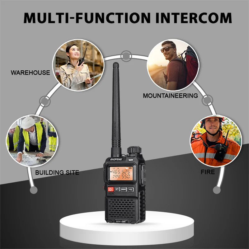 2pcs BaoFeng UV-3R+ Upgrade Version Mini Walkie Talkie Dual Band Dual Display Amateur Radio Amador Ham Two Way Radio Comunicador