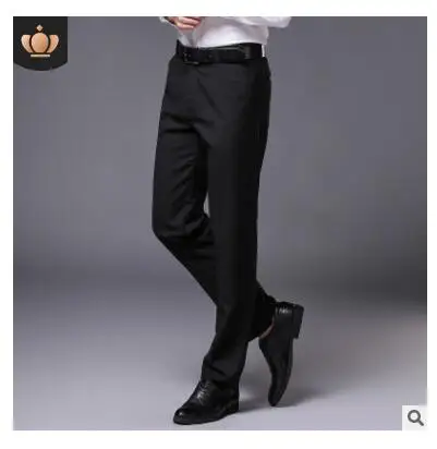 Черный Костюмных брюк Для мужчин Pantalon Hombre модные Для мужчин Брюки Демисезонный классический Бизнес плюс Размеры 20-40 повседневные Прямые брюки - Цвет: Черный