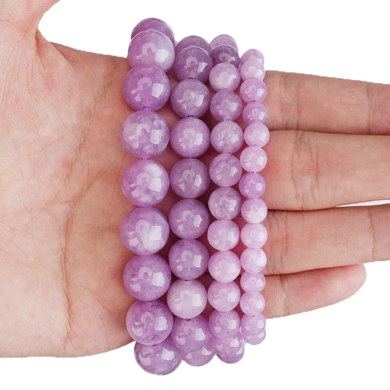 

Natural Purple Angelite Stone Round Beads 4 6 8 10 12mm Diy Handmade Bracelet Necklace Earrings Jewelry Making