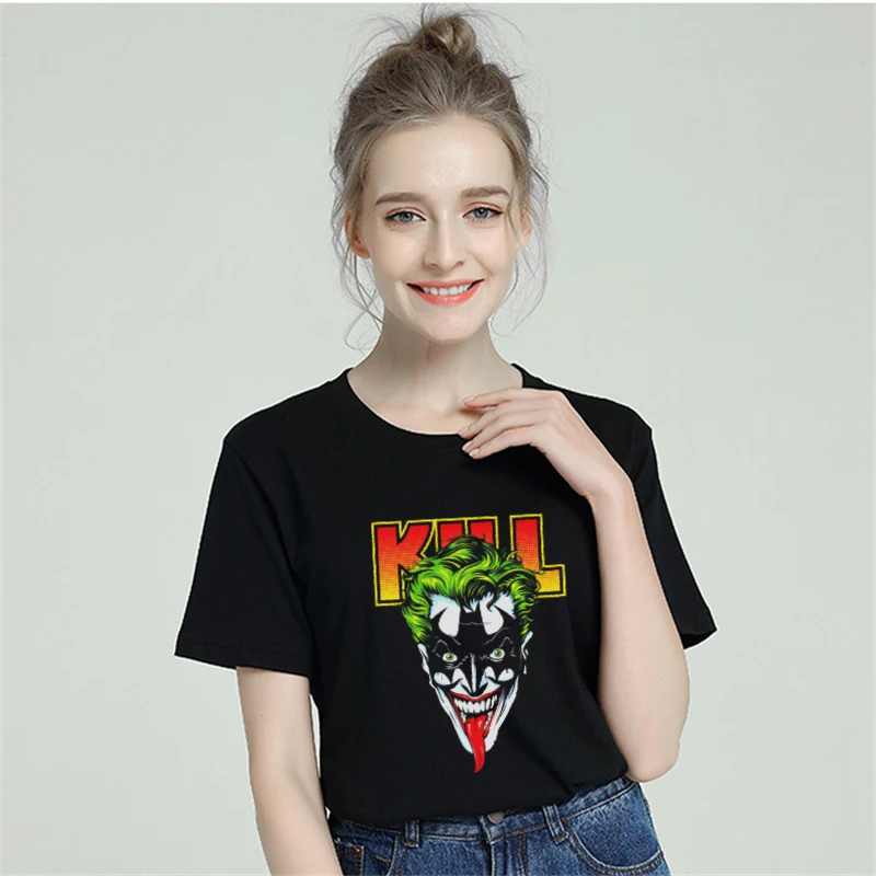 2019 новая хлопковая Женская Футболка harajuku Эстетическая Джокер Kill Batman футболка с