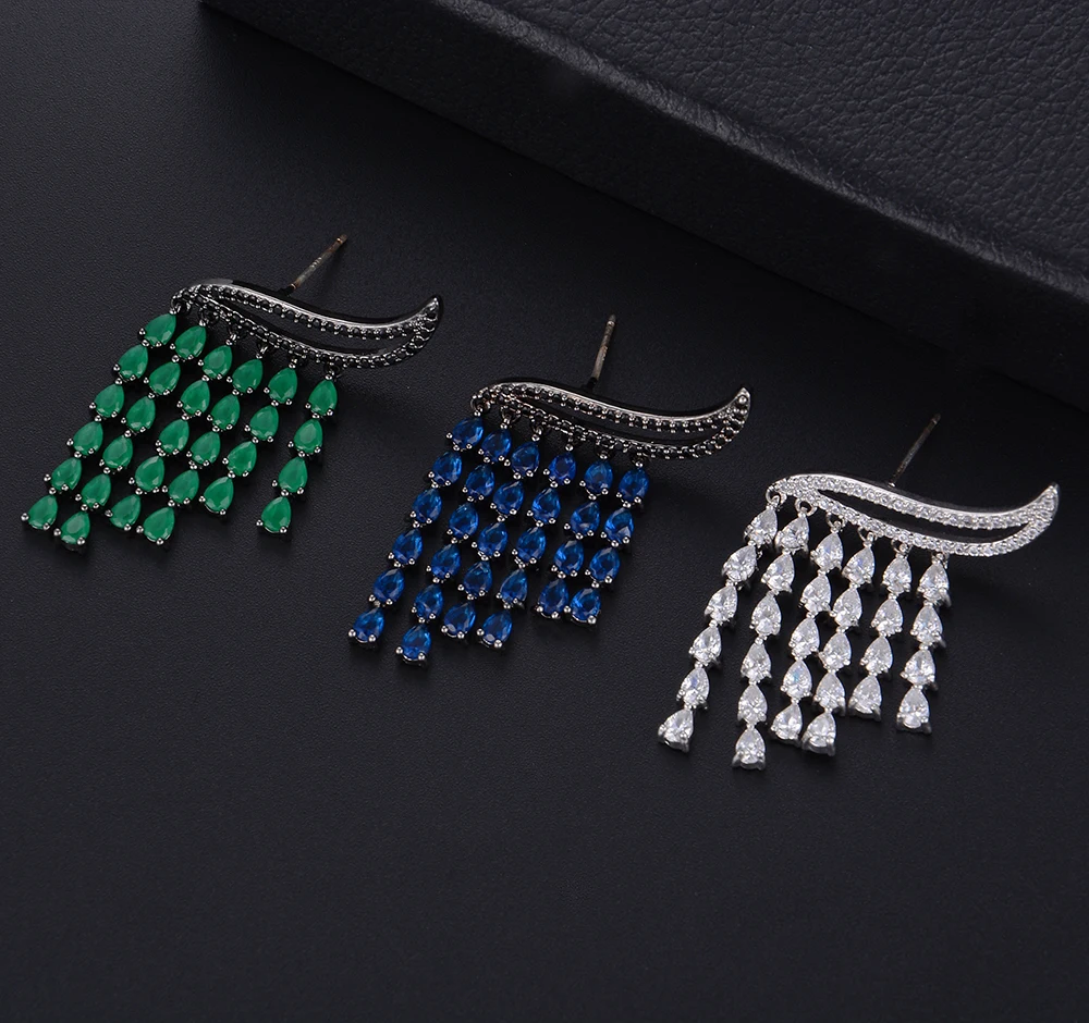 missvikki High Quality Women Ladies Girls CZ Crystals Elegant Waterdrops Pendant Earrings Jewelry Fine Accessories | Украшения и