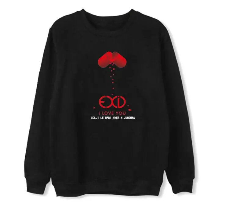 Exid новый альбом i love you одинаковые худи с надписью флисовый Тонкий Свободный