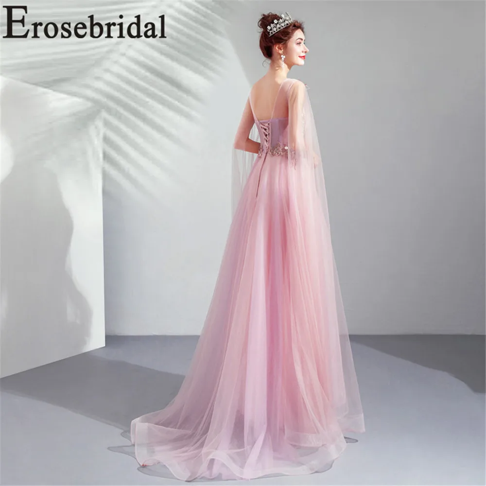 Женское вечернее платье без рукавов Erosebridal длинное кружевное трапециевидной