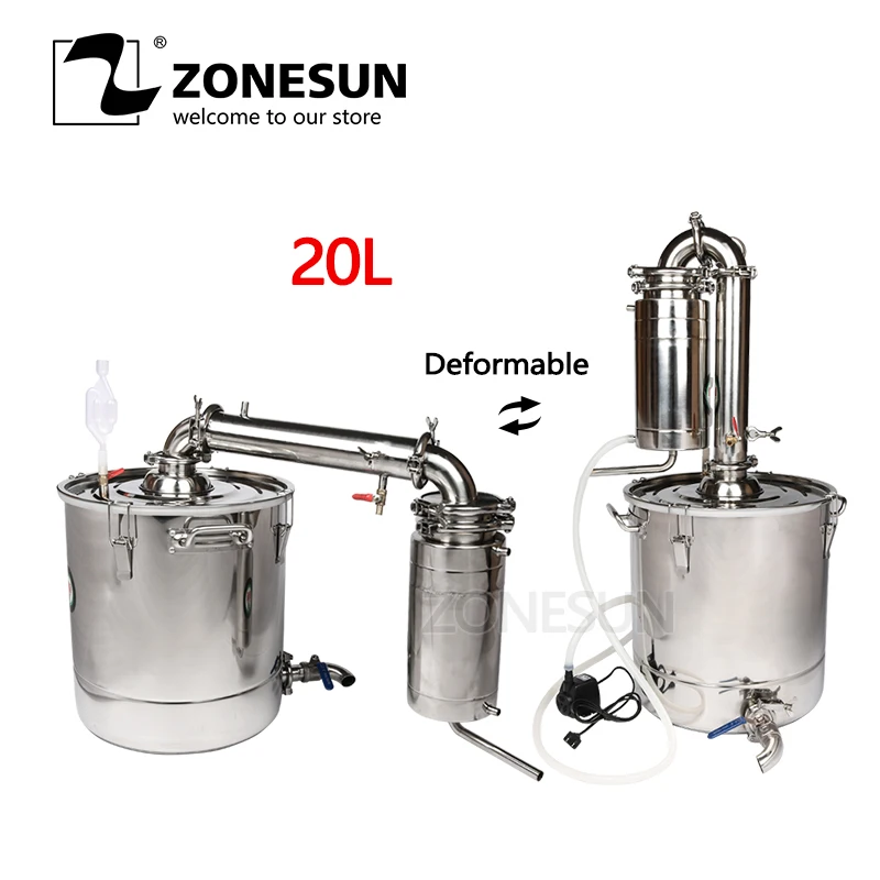 ZONESUN 20л вино дистиллятор барная посуда Пивоваренная машина из нержавеющей стали